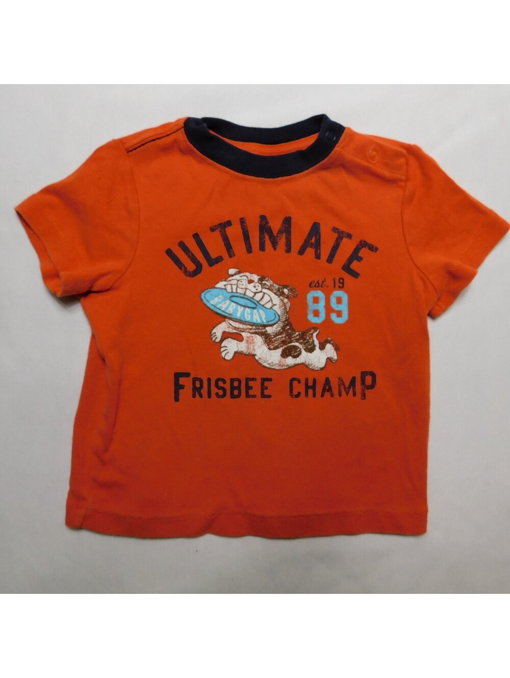 babyGap Infant Boys Orange Ultimate Frisbee Champ Bulldog Graphic T-Shirt Size 6